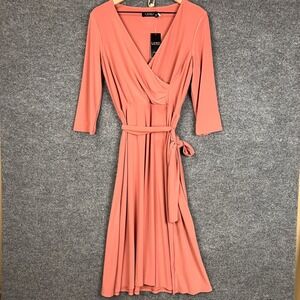 NEW $145 Lauren Ralph Lauren Women's Pink Wrap Belted Midi Dress Size 6